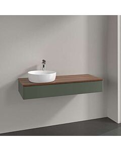Villeroy &amp; Boch Antao vanity unit K11012HL 120x19x50cm, washbasin top color warm walnut, leaf green matt lacquer