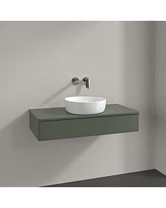 Villeroy und Boch Antao Waschtisch-Unterschrank L09050HL mit Beleuchtung, 1 Auszug, 1000 x 190 x 500 mm, Front ohne Struktur, Leaf Green Matt Lacquer / Leaf Green Matt Lacquer
