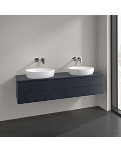 Villeroy und Boch Antao Waschtisch-Unterschrank L28010HG mit Beleuchtung, 160x36x50cm, Waschbeckenplattenfarbe Lack, midnight blue matt lacquer