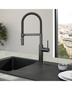 Robinet de cuisine Villeroy &amp; Boch Steel Expert 2.0 92800005 avec aérateur pivotant, anthracite