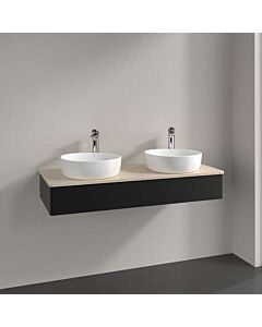 Meuble vasque Villeroy &amp; Boch Antao K13053PD 120 x 19 x 50 cm, percé pour robinetterie, plan vasque couleur Botticino, laque noire mate
