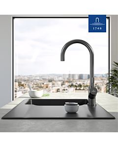 Robinet de cuisine Villeroy &amp; Boch Umbrella 92530005 16 l/min, flexibles de raccordement, anthracite