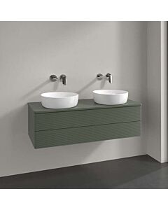 Villeroy und Boch Antao Waschtisch-Unterschrank L24150HL mit Beleuchtung, 2 Auszüge, 1200 x 360 x 500 mm, Front mit Struktur, Leaf Green Matt Lacquer / Leaf Green Matt Lacquer