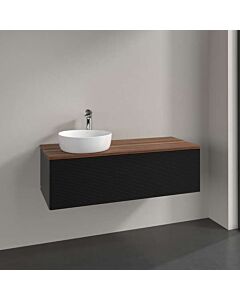 Villeroy &amp; Boch Antao vanity unit K33112PD 120x36x50cm, washbasin top color warm walnut, black matt lacquer