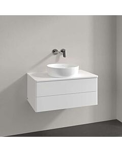 Meuble vasque Villeroy &amp; Boch Antao K19010MT 80x36x50cm, couleur du plan vasque : laque blanche mate