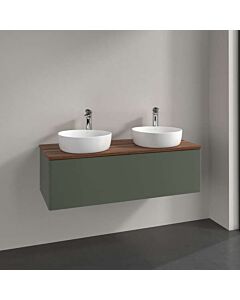 Villeroy &amp; Boch Antao vanity unit K35012HL 120x36x50cm, washbasin top color warm walnut, leaf green matt lacquer