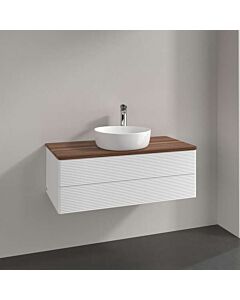 Villeroy &amp; Boch Antao vanity unit K20112MT 100x36x50cm, washbasin top color warm walnut, white matt lacquer