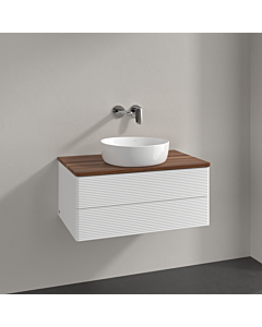 Villeroy und Boch Antao Waschtisch-Unterschrank K19112MT 80x36x50cm, Waschbeckenplattenfarbe warm walnut, white matt lacquer