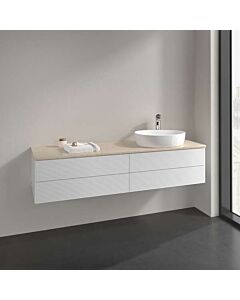 Villeroy &amp; Boch Antao vanity unit L27153GF with lighting, 4 drawers, 1600 x 360 x 500 mm, textured front, Glossy White Lacquer / Botticino