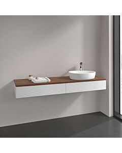 Villeroy und Boch Antao Waschtisch-Unterschrank K16152GF 160x19x50cm, Hahnlochbohrung, Waschbeckenplattenfarbe warm walnut, glossy white lacquer