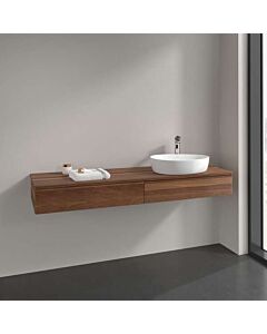 Meuble vasque Villeroy &amp; Boch Antao L16112HM avec éclairage, 2 tiroirs, 1600 x 190 x 500 mm, façade texturée, finition Noyer Chaud / Noyer Chaud