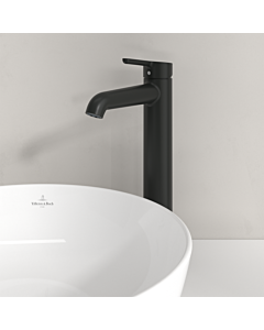 Villeroy &amp; Boch Skyla mitigeur de lavabo TVW116003000K5 bec haut, laiton, AquaSmart, noir mat