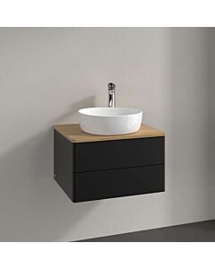 Villeroy &amp; Boch Antao vanity unit K18051PD 60x36x50cm, tap hole, washbasin top color honey oak, black matt lacquer