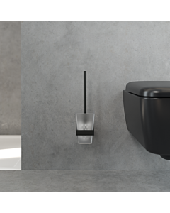 Villeroy und Boch Elements Striking ensemble de brosse de toilette TVA152017000K5 94x340x118mm, verre dépoli, avec brosse WC , noir mat