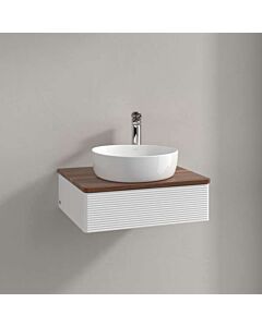 Villeroy und Boch Antao Waschtisch-Unterschrank L07112MT mit Beleuchtung, 1 Auszug, 600 x 190 x 500 mm, Front mit Struktur, White Matt Lacquer / Warm Walnut