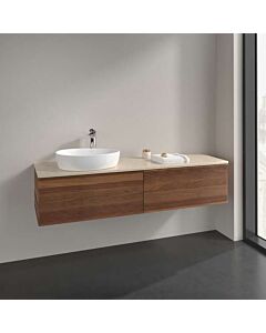 Villeroy &amp; Boch Antao vanity unit K37113HM 160x36x50cm, washbasin top color botticino, warm walnut