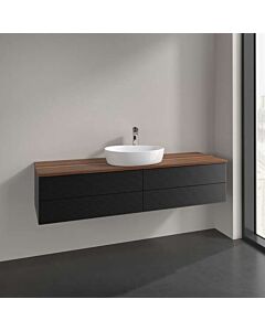 Villeroy &amp; Boch Antao vanity unit K25112PD 160x36x50cm, washbasin top color warm walnut, black matt lacquer