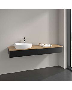 Villeroy &amp; Boch Antao vanity unit K15011PD 160x19x50cm, washbasin top color honey oak, black matt lacquer