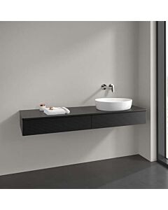 Villeroy und Boch Antao Waschtisch-Unterschrank K16150PD 160x19x50cm, Hahnlochbohrung, Waschbeckenplattenfarbe Lack, black matt lacquer
