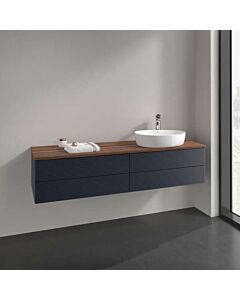 Villeroy und Boch Antao Waschtisch-Unterschrank K27152HG 160x36x50cm, Hahnloch, Waschbeckenplattenfarbe warm walnut, midnight blue matt lacquer