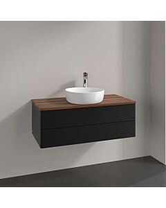 Villeroy und Boch Antao Waschtisch-Unterschrank K20112PD 100x36x50cm, Waschbeckenplattenfarbe warm walnut, black matt lacquer