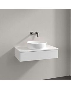 Meuble vasque Villeroy &amp; Boch Antao K08050MT 80 x 19 x 50 cm, percé pour robinetterie, plan vasque couleur : laque blanche mate
