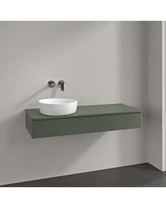 Villeroy und Boch Antao Waschtisch-Unterschrank K11150HL 120x19x50cm, Hahnloch, Waschbeckenplattenfarbe Lack, leaf green matt lacquer