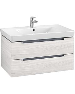 Villeroy & Boch Subway 2.0 Waschtisch-Unterschrank A68900E8 78,7x42x44,9cm, 2 Auszüge, Griff silbermatt, white wood