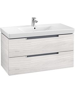 Villeroy & Boch Subway 2.0 Waschtischunterschrank A69700E8,98,7x52x44,9cm,White Wood,Griff silber