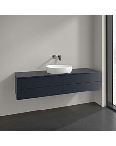 Villeroy &amp; Boch Antao vanity unit L25150HG with lighting, 4 drawers, 1600 x 360 x 500 mm, textured front, Midnight Blue Matt Lacquer / Midnight Blue Matt Lacquer