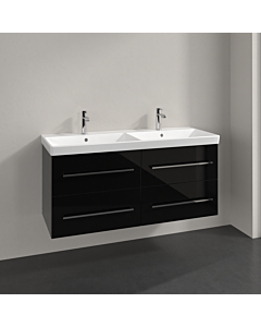 Villeroy und Boch Avento Waschtisch-Unterschrank A89300B3 118 x 51,4 x 45,2 cm, 4 Auszüge, wandhängend, Crystal Black