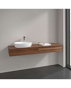 Villeroy &amp; Boch Antao vanity unit L15012HM with lighting, 2 drawers, 1600 x 190 x 500 mm, smooth front, Warm Walnut / Warm Walnut