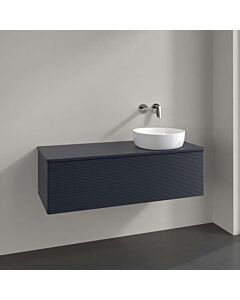 Villeroy und Boch Antao Waschtisch-Unterschrank L34150HG mit Beleuchtung, 1 Auszug, 1200 x 360 x 500 mm, Front mit Struktur, Midnight Blue Matt Lacquer / Midnight Blue Matt Lacquer