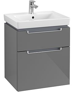 Villeroy & Boch Subway 2.0 Waschtisch-Unterschrank A90800FP 53,7x59x42,3cm, 2 Auszüge, Griff silbermatt, glossy grey