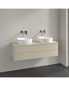 Villeroy und Boch Antao Waschtisch-Unterschrank L24150HJ 120x36x50cm, Hahnloch, Waschbeckenplattenfarbe Lack, silk grey matt lacquer