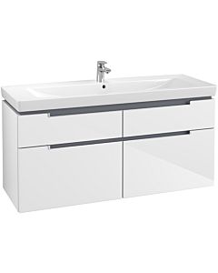 Villeroy&Boch Subway 2.0 XL Waschtischunterschrank A91600DH,128,7x59x44,9cm,Glossy White,Griff silber
