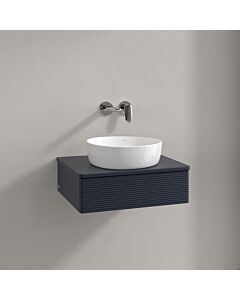 Villeroy &amp; Boch Antao vanity unit L07110HG with lighting, 1 drawer, 600 x 190 x 500 mm, textured front, Midnight Blue Matt Lacquer / Midnight Blue Matt Lacquer