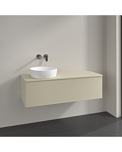 Villeroy &amp; Boch Antao vanity unit K33150HJ 120x36x50cm, tap hole, washbasin top color: silk grey matt lacquer