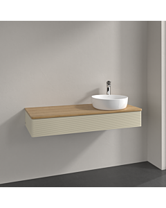 Villeroy und Boch Antao Waschtisch-Unterschrank L12151HJ 120x19x50cm, Hahnloch, Waschbeckenplattenfarbe honey oak, silk grey matt lacquer