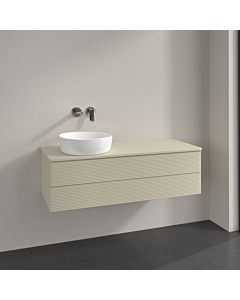 Villeroy &amp; Boch Antao vanity unit K22150HJ 120x36x50cm, tap hole, washbasin top color: silk grey matt lacquer