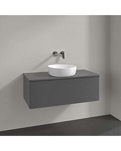 Villeroy und Boch Antao Waschtisch-Unterschrank L31110GK mit Beleuchtung, 1 Auszug, 1000 x 360 x 500 mm, Front mit Struktur, Anthracite Matt Lacquer / Anthracite Matt Lacquer