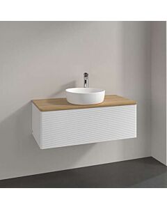 Villeroy und Boch Antao Waschtisch-Unterschrank K31151GF 100x36x50cm, Hahnloch, Waschbeckenplattenfarbe honey oak, glossy white lacquer
