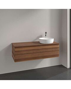 Meuble vasque Villeroy &amp; Boch Antao L23052HM avec éclairage, 120 x 36 x 50 cm, percé pour robinetterie, plan vasque couleur noyer chaud, noyer chaud