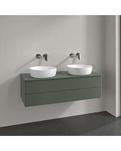 Villeroy und Boch Antao Waschtisch-Unterschrank K24050HL 120x36x50cm, Hahnloch, Waschbeckenplattenfarbe Lack, leaf green matt lacquer