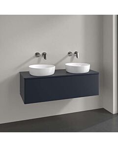 Villeroy &amp; Boch Antao vanity unit L35050HG with lighting, 1 drawer, 1200 x 360 x 500 mm, smooth front, Midnight Blue Matt Lacquer / Midnight Blue Matt Lacquer