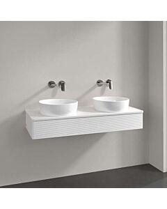 Villeroy und Boch Antao Waschtisch-Unterschrank L13150MT 120x19x50cm, Hahnloch, Waschbeckenplattenfarbe Lack, white matt lacquer