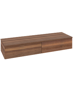 Villeroy &amp; Boch Antao Sideboard L42002HM with lighting, 2 drawers, 1600 x 268 x 500 mm, smooth front, Warm Walnut / Warm Walnut