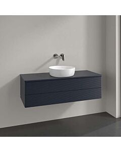 Villeroy und Boch Antao Waschtisch-Unterschrank L21150HG mit Beleuchtung, 2 Auszüge, 1200 x 360 x 500 mm, Front mit Struktur, Midnight Blue Matt Lacquer / Midnight Blue Matt Lacquer