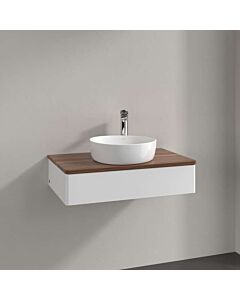 Villeroy &amp; Boch Antao vanity unit L08012MT with lighting, 1 drawer, 800 x 190 x 500 mm, smooth front, White Matt Lacquer / Warm Walnut