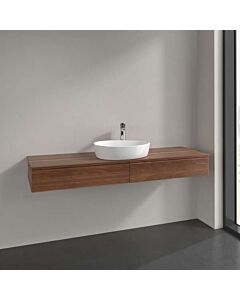Villeroy &amp; Boch Antao vanity unit L14152HM with lighting and textured finish, 160x19x50cm, tap hole, washbasin top color warm walnut, warm walnut
